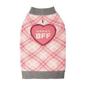 Pink Holiday Mama's BFF Plaid Dog Sweater Cat Sweater Pet Sweater Valentine's